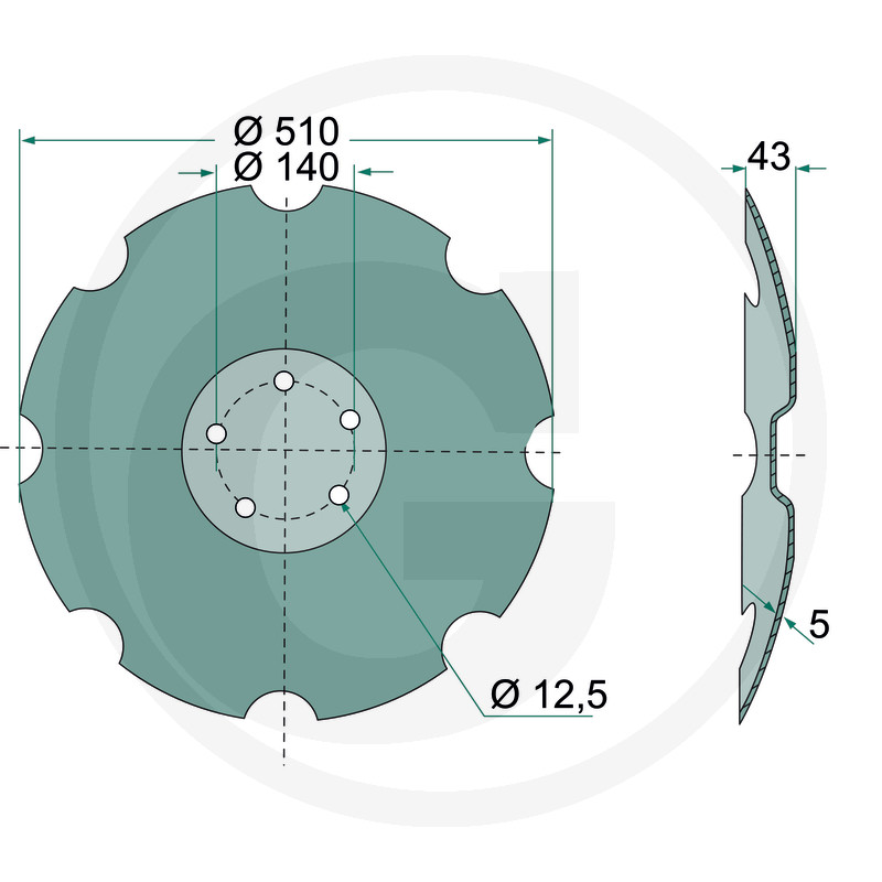 F42 170097 TALER DISC CRESTAT 510*5MM 10 DINTI12.5 4 GAURI FI 140
